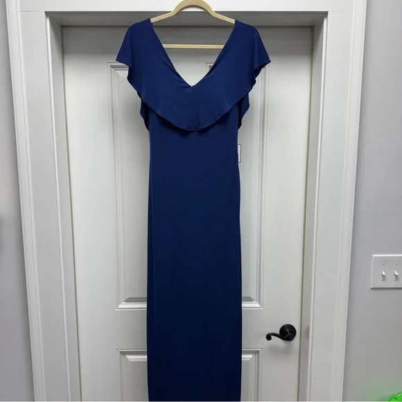 Laundry By Shelli Segal Navy Blue Lace Up Back Maxi Dress Laundry By Shelli Segal Navy Blue Lace Up Back Maxi Dress